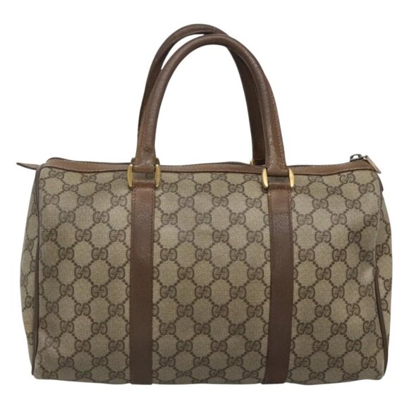 GUCCI GG Supreme Web Sherry Line Boston Bag PVC Beige Green Red Auth - Picture 3 of 16